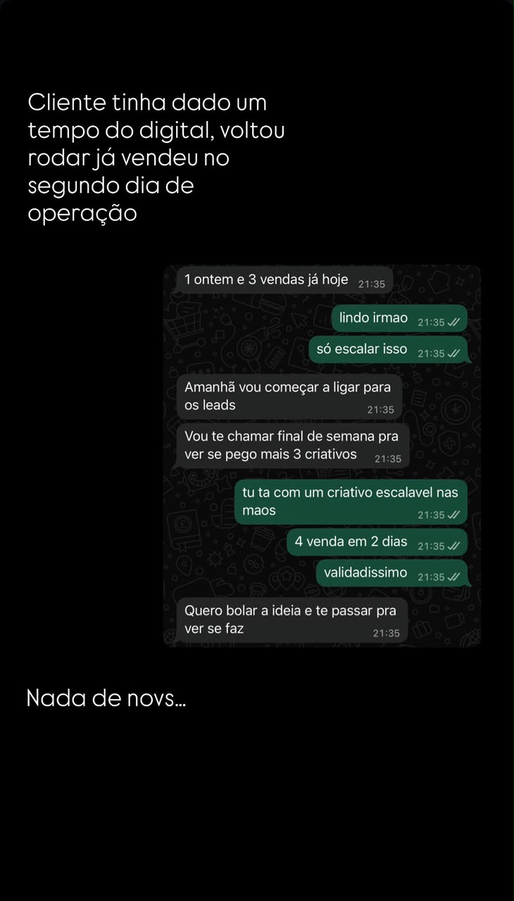 Registro original: Novos pedidos de criativos